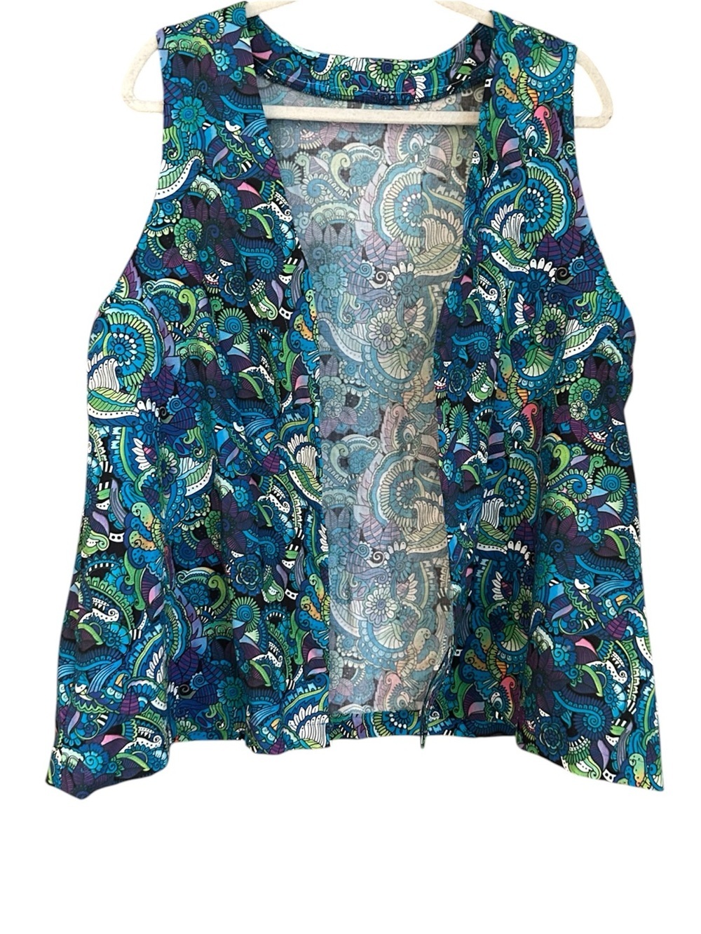 Floral Botanical Sleeveless Open Front Vest Multi Color